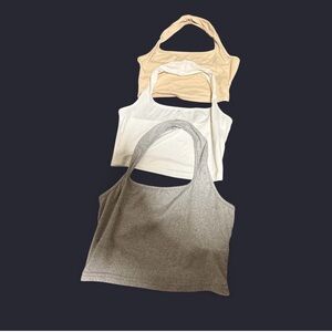 Stylish Women's Tank Top Set - Gray, White, Tan